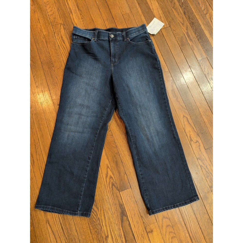 Gloria Vanderbilt Amanda Straight Leg Jeans Dark‎ Wash Flex Waist 14 Petite 14P